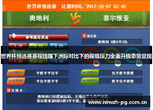 世界杯预选赛赛程提醒下洲际对比下的保级压力全面升级态势显现